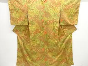 裂取りに花唐草模様小紋着物